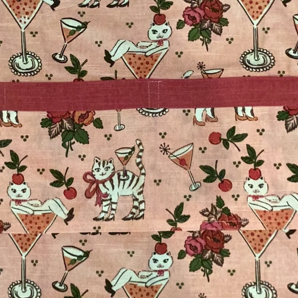 Kitchen Apron with Cats & Cocktails motif